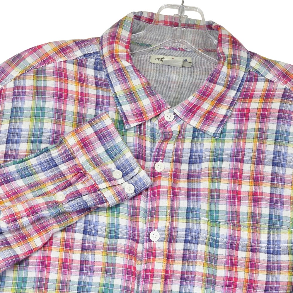 Carbon 2 Cobalt Men's Plaid‎ Button Down Shirt Long Sleeve Cotton Size M